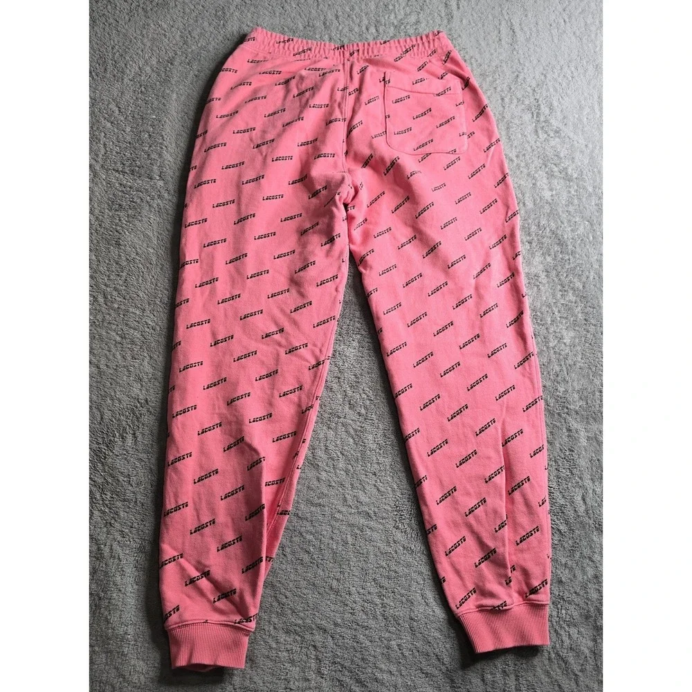 Lacoste Sweatpants Mens Medium Pink LIVE AOP Terry Cloth Fleece Jogger Lounge